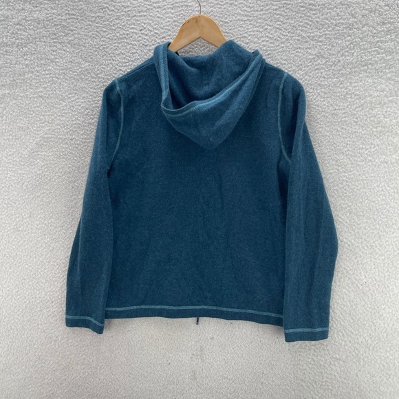 LL Bean Sweater Womens Small Blue Cashmere Hoodie Cardigan Preppy Casual Cozy - Picture 2 of 8